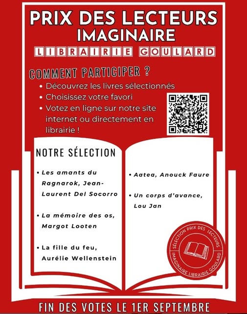 Prix des lecteurs d'imaginaire de la librairie Goulard Aix en Provence.